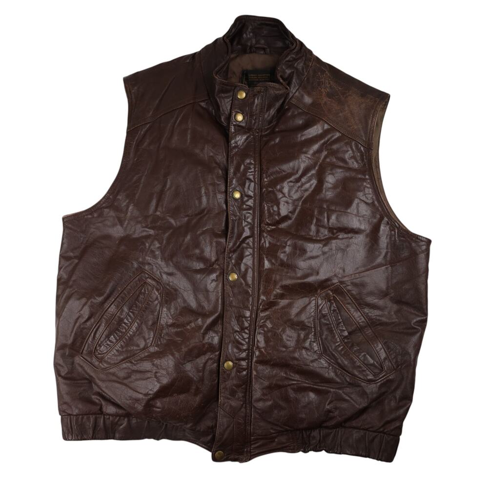 Vintage Eddie Bauer Leather Down Quilted Vest